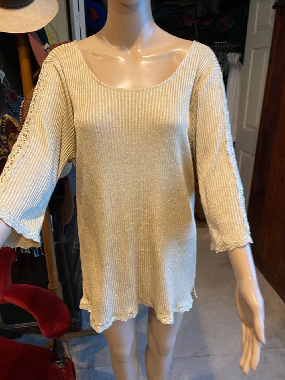Spell Festival Junkie Playdress with Crochet Sleeve and Gold Shimmer